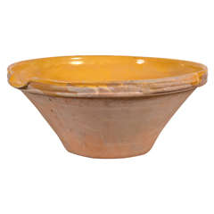 Antique Terracotta Mixing Bowl with Mustard Glazed Interior