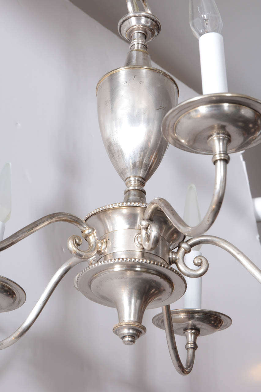 Plated English Silver Plate Chandelier with Five Arms