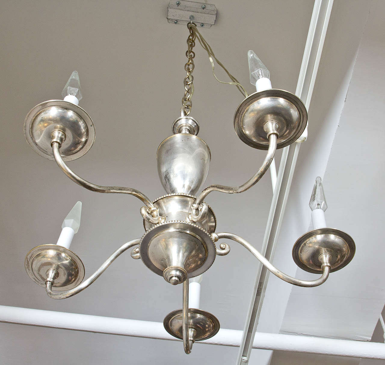 English Silver Plate Chandelier with Five Arms 1