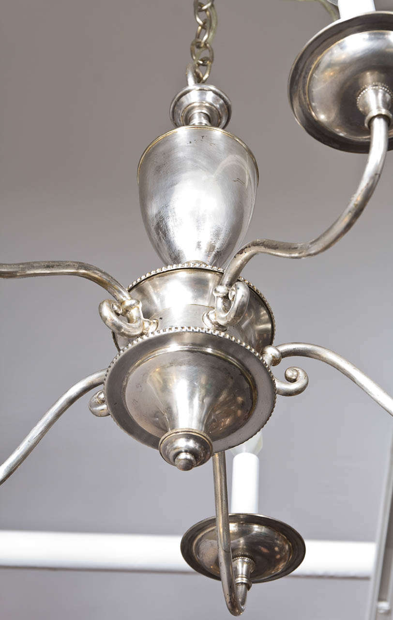 English Silver Plate Chandelier with Five Arms 2