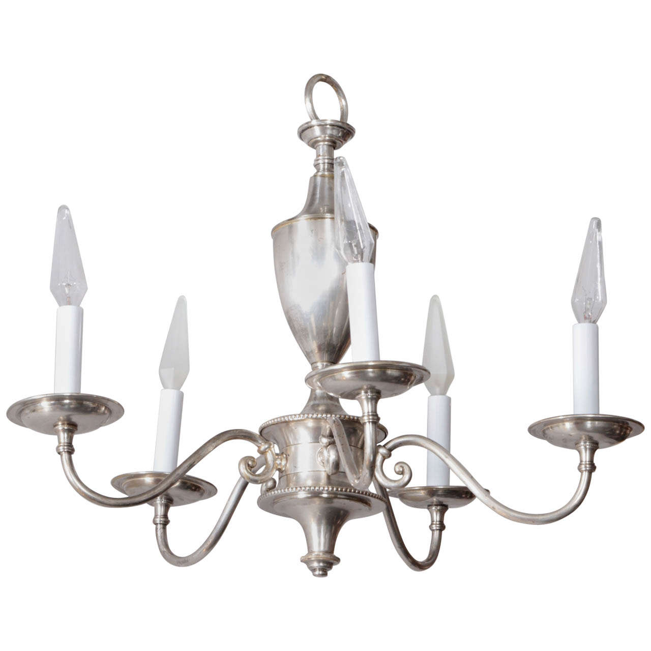 English Silver Plate Chandelier with Five Arms