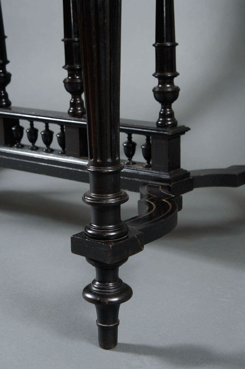 Italian 19th Century Ebony Table with Bone Inlay 4