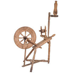 Antique Oak and Beechwood Spinning Wheel