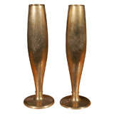 Pair of Heavy Brass Vases with Monograms
