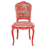 Funky Red Chair with Kalamkari Indian Fabric.