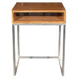 Custom Made Zebra Wood and Brushed Nickel Nightstand/Side Table