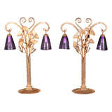Pair Of Metal Copper Plated Candelabra Table Lamps
