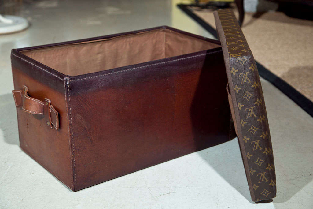 French Vintage Louis Vuitton Upholstered Trunk or Ottoman