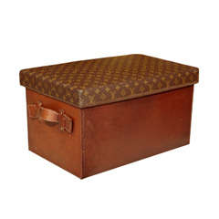 Vintage Louis Vuitton Upholstered Trunk or Ottoman
