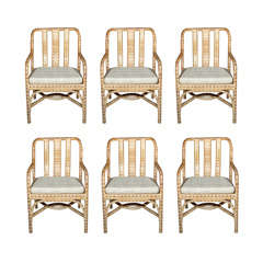 Set of 6 Anglo-Indian Arm Chairs - Mid Century