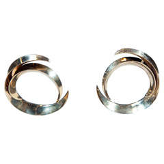 Pair 14kt Gold Abstract Hoop Earrings*