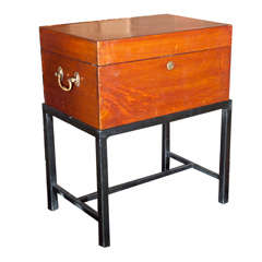 Mahogany English Ballot Box on Iron Stand