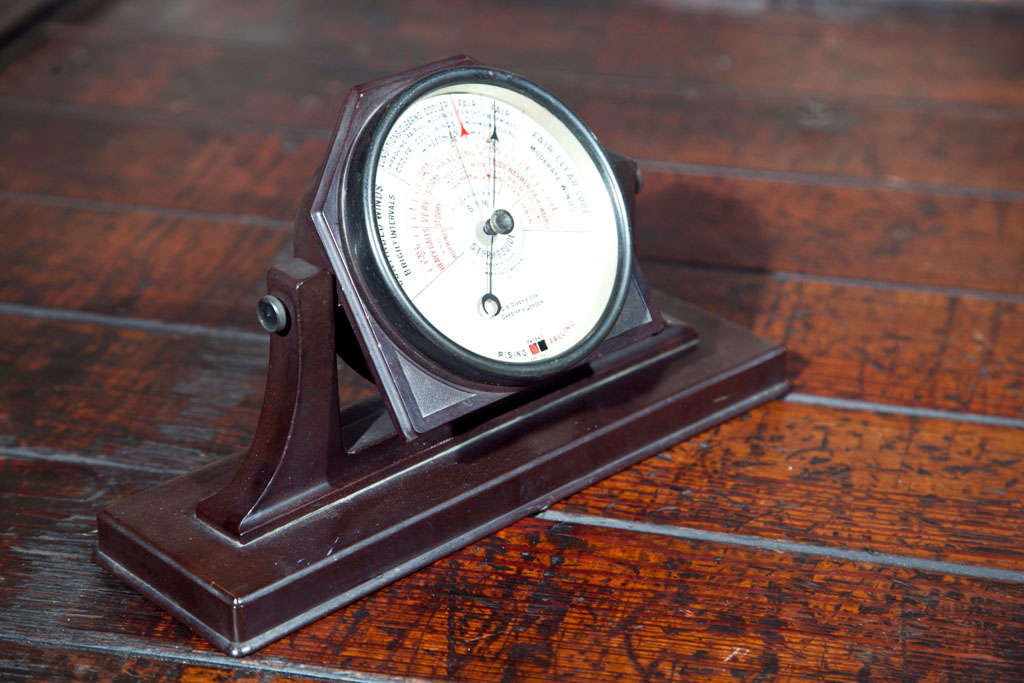 English Rare & Unusual Storm Guide Desk Barometer in Bakelite