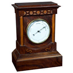 Antique Walnut Cased Table Stand Aneroid Barometer