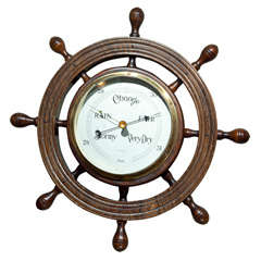 Ships Aneroid Oak Barometer