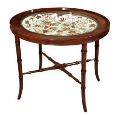 19thC Wedgewood Platter Set in Custom Wood Table