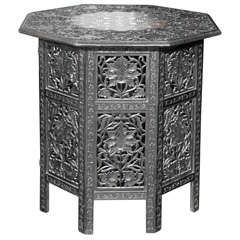 Anglo Indian Carved Rosewood and Inlaid Table
