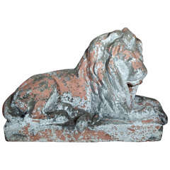 19th century Cast Cement Lion - over 4' long monumental