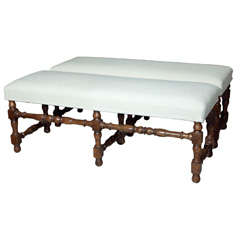 Turned Wooden Leg Long Bench