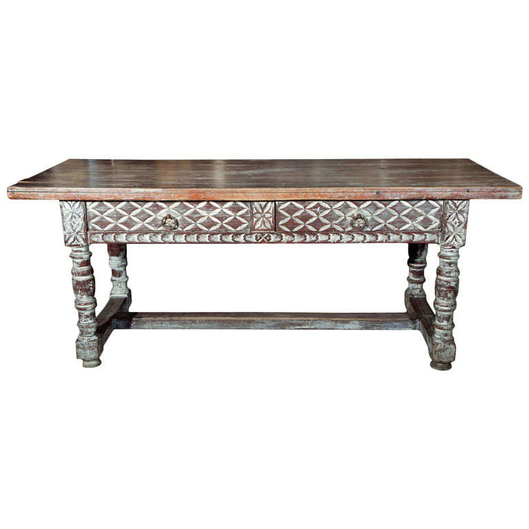 Antique Limed Farm Table