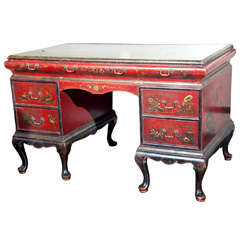 Antique Chinoiserie Decorated and Laquered Desk with Drawers*