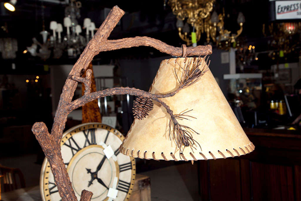 Bronze patinated Arts and Crafts Floor Lamp Tree Form In Excellent Condition In Stamford, CT