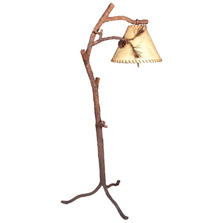 Bronze patinated Arts and Crafts Floor Lamp Tree Form