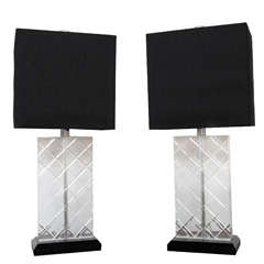 Elegant Pair of Lead Crystal Lamps