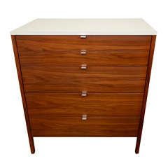 Vintage Florence Knoll walnut and white laminate dresser