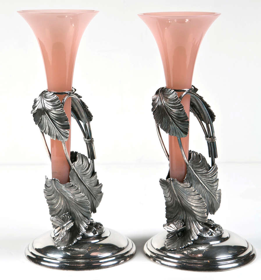 Silver Plated and Opaline Glass Vases 4
