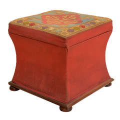 English Needlepoint Concave Sided Ottoman 3
