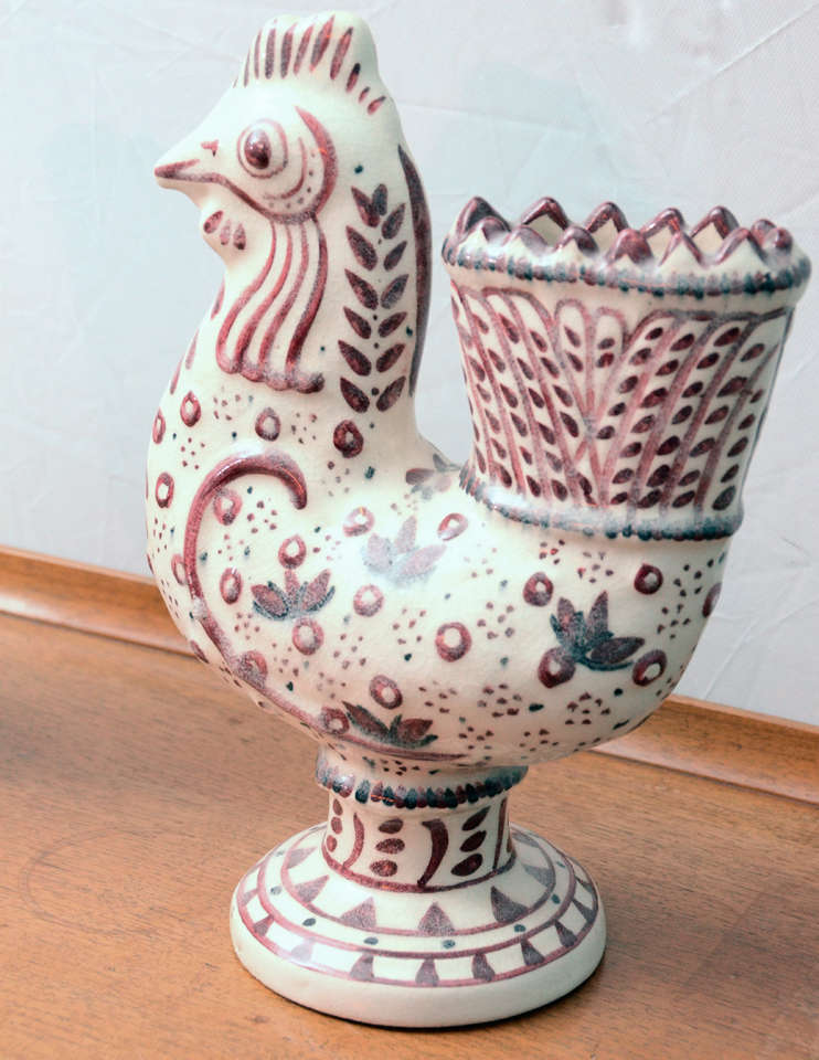 Mid-Century Modern Carl Walters Pair of Faience Roosters, Mid-20th Century For Sale