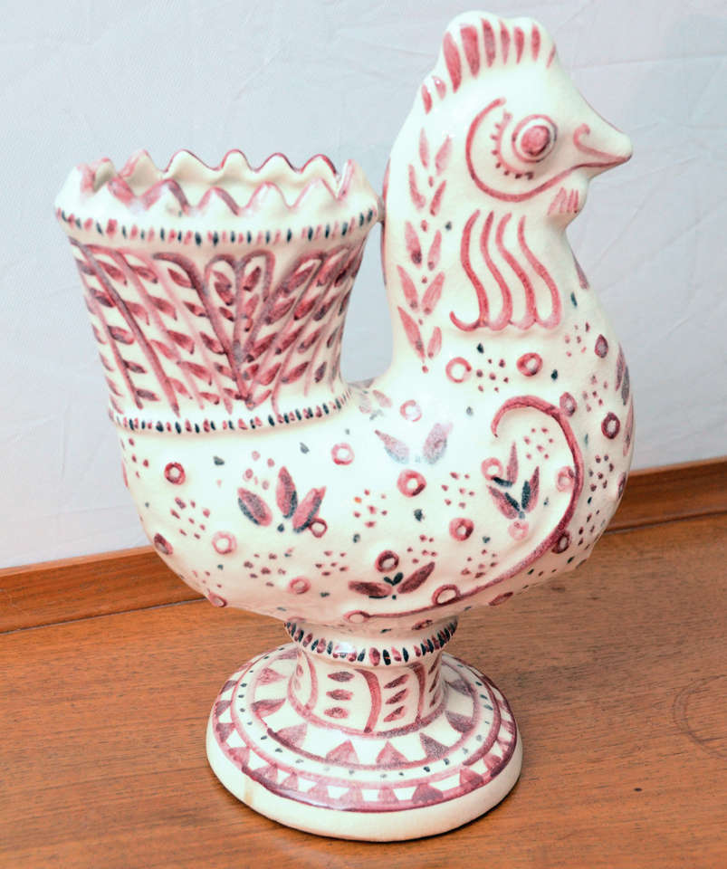 American Carl Walters Pair of Faience Roosters, Mid-20th Century For Sale
