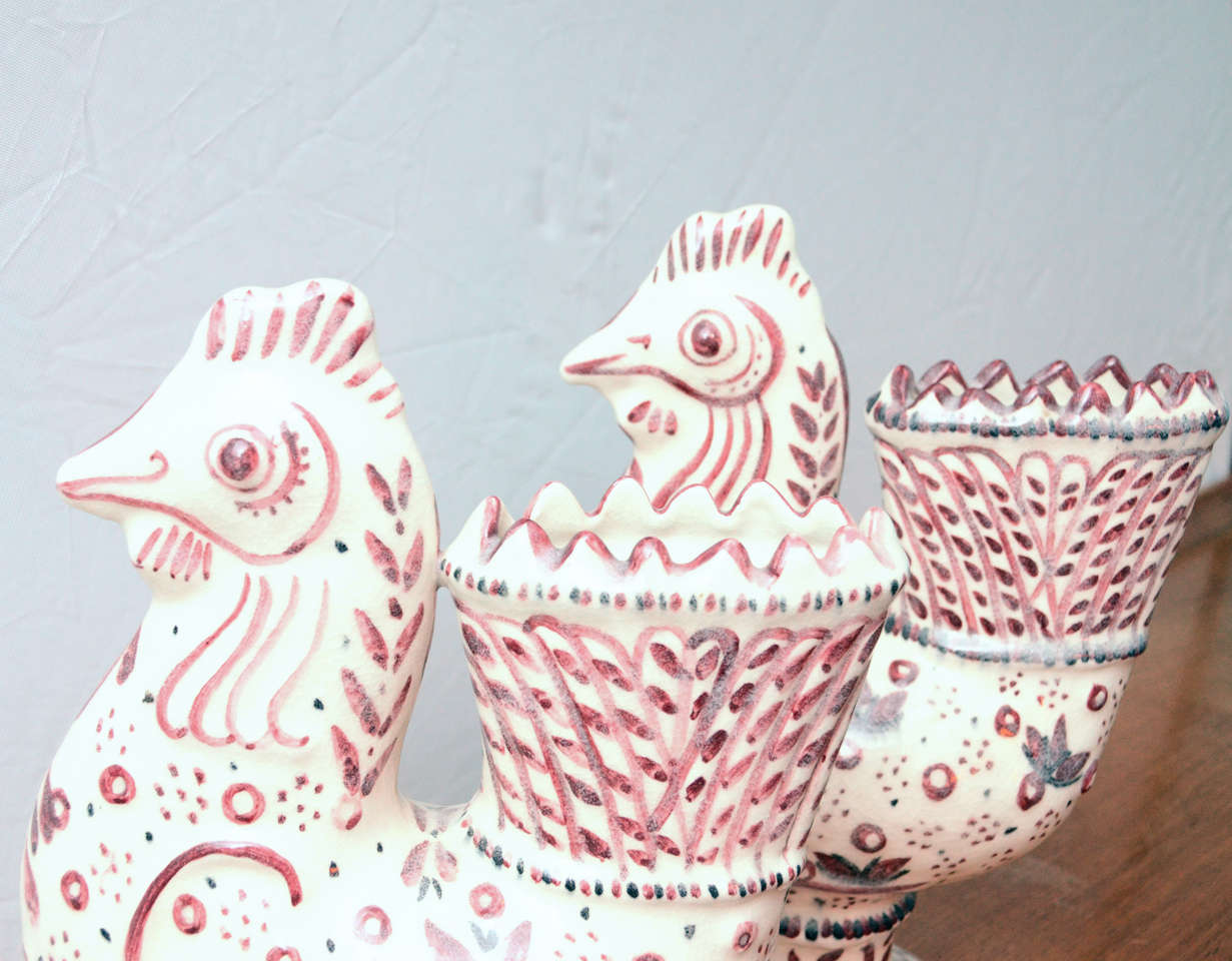 Carl Walters Pair of Faience Roosters, Mid-20th Century For Sale 1