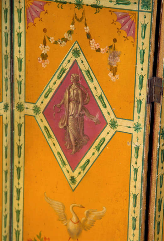 Louis XVI Continental Four Fold Painted Screen, probably French,  early 20th century. For Sale