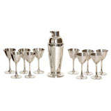 Sterling Silver Cocktail Shaker and Goblets