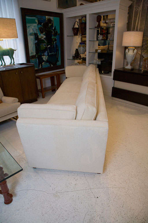 Mid-20th Century Monumental Custom Upholstered Loose Cushion Sofa