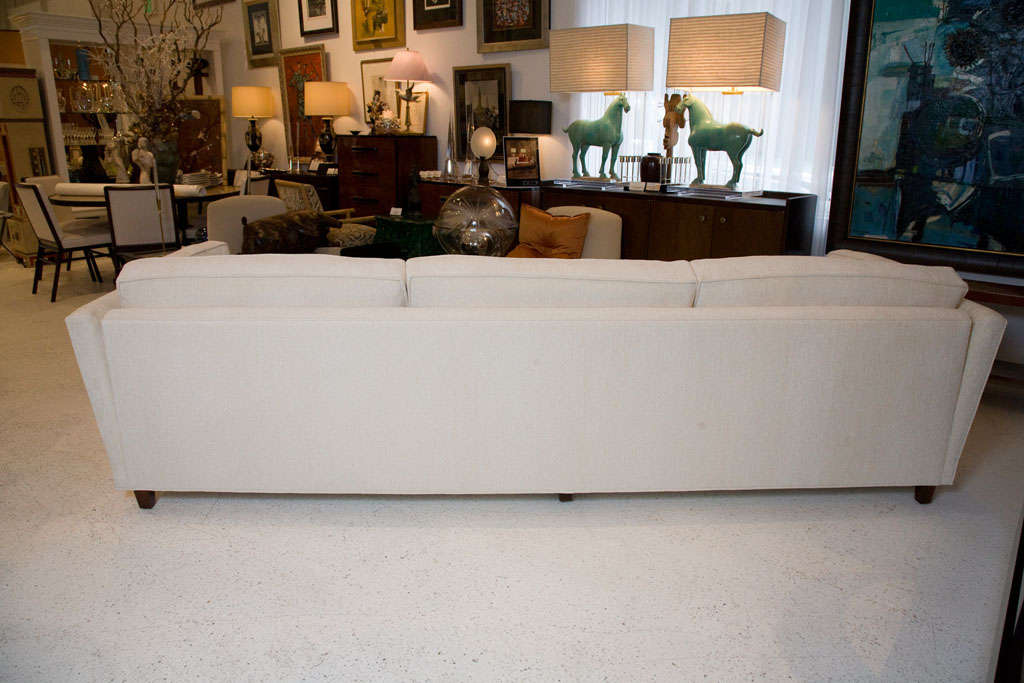 Chenille Monumental Custom Upholstered Loose Cushion Sofa