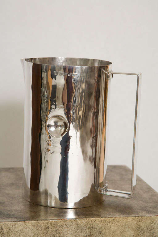 Modernist Italian Hand Chased Sterling Silver Pitcher by Brandimarte In Excellent Condition In Palm Desert, CA