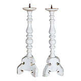 Pair of Antique French Grey Candlesticks