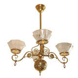 Antique Four Arm Victorian Gas Chandelier, Aesthetic Style