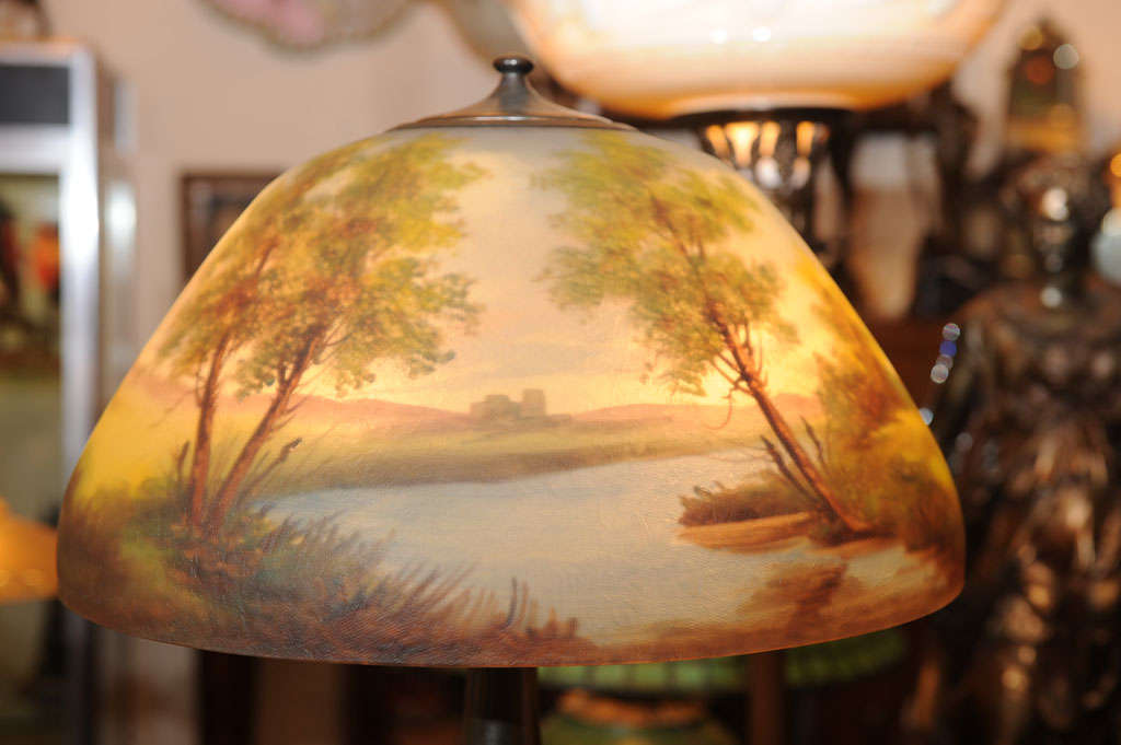 Patinated Reverse Painted Lamp by Moe Bridges