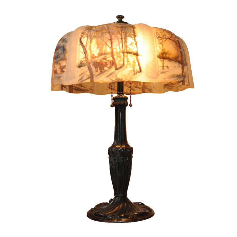 Reverse Painted Lamp by "Pittsburgh"