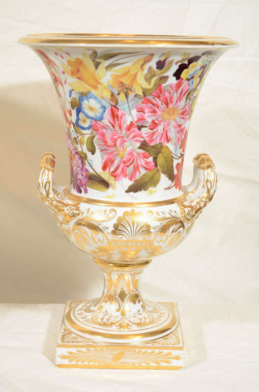 English A Pair of Derby Urns Painted by Quaker Pegg