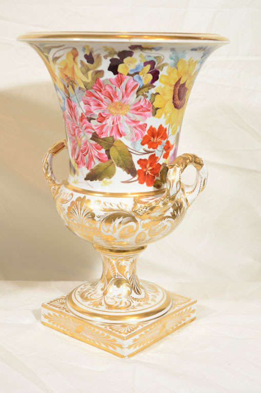 A Pair of Derby Urns Painted by Quaker Pegg In Excellent Condition In Katonah, NY