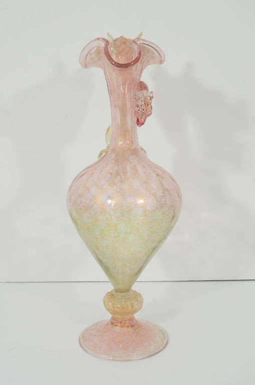 20th Century A Venetian Glass dragon pitcher with two matching goblets. For Sale