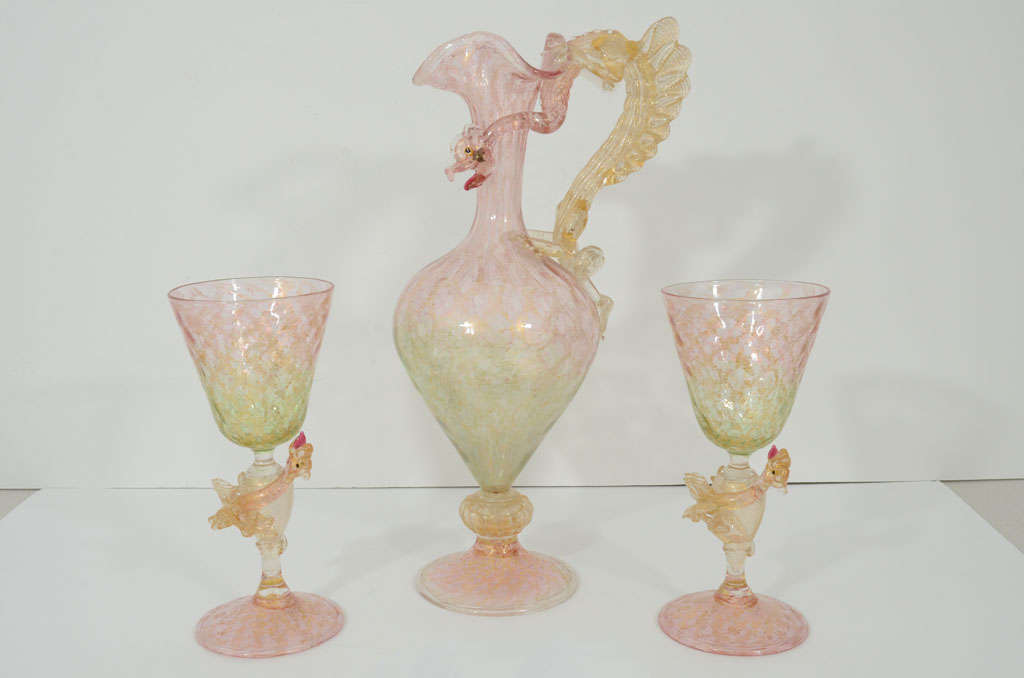 An Art Nouveau blown glass pitcher (14.25