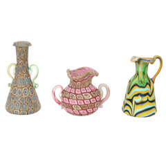 Three Venetian Glass mosaic vases by Fratelli Toso.