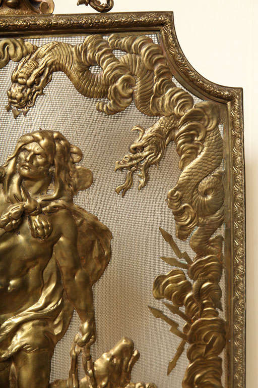 very fine bronze dore fire screen 1