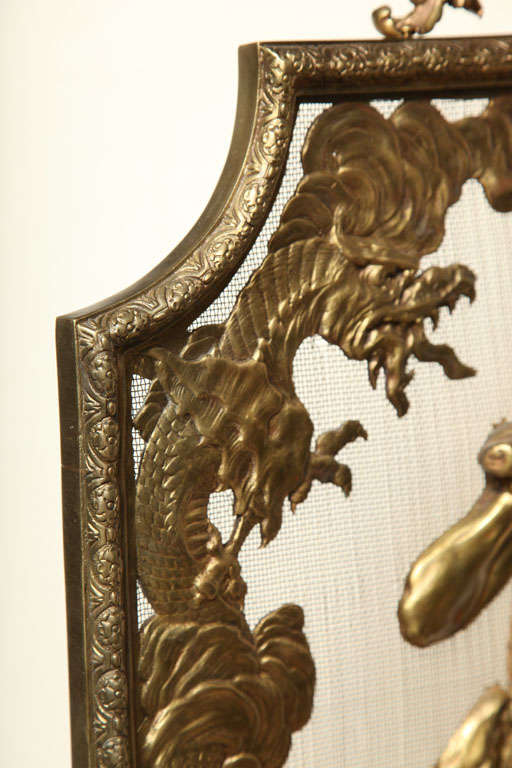 very fine bronze dore fire screen 4